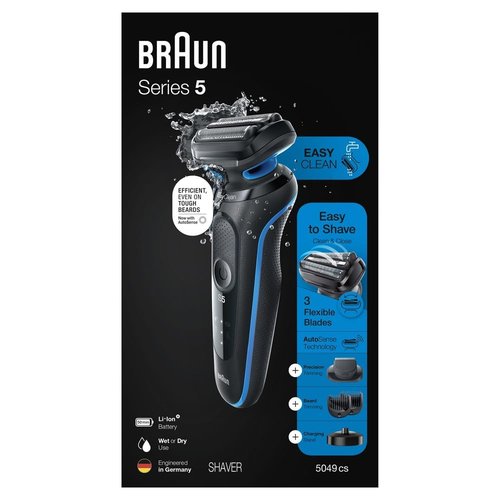 Braun Series 5 5049cs Electric Shaver - Cordless Wet & Dry Face Shaver with Beard Trimmer, Blue