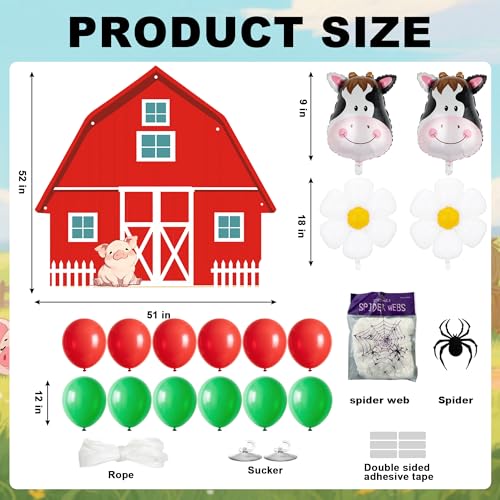 Farm Halloween Trunk or Treat Car Decorations Kit - Barn Banner, Balloons & Web
