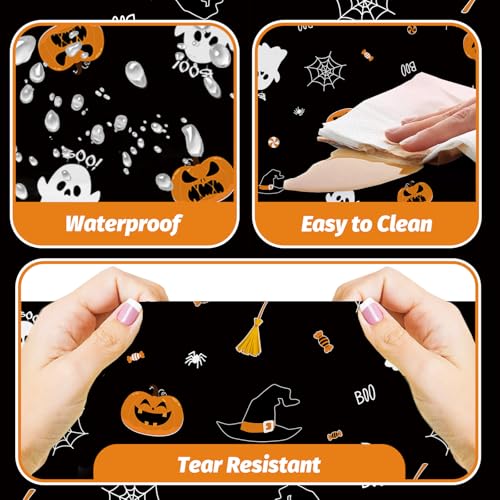Halloween Party Tablecloth Set - 3 Waterproof Plastic Rectangular Decorations