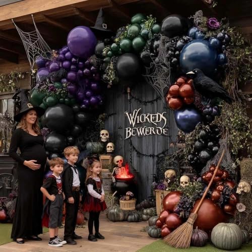 Halloween Balloon Arch Kit - Double Stuffed Dark Green Navy Blue Burgundy Purple Black Party Decorations - Variation of THIS listing