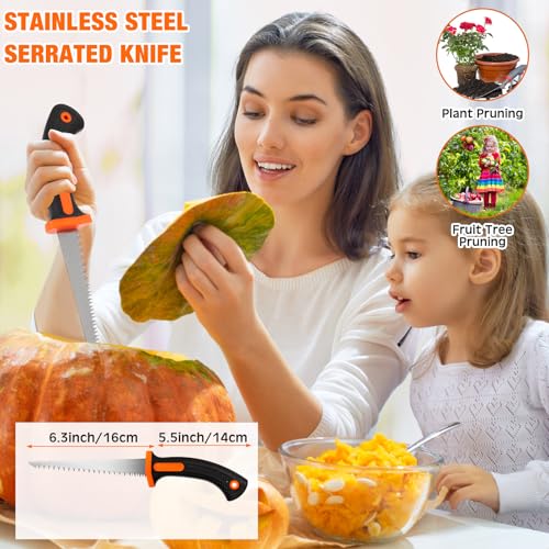 Halloween Pumpkin Carving Kit with 13 Heavy Duty Stainless Steel Tools & 20 Templates