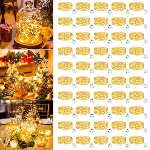 50 Pack Battery-Operated Fairy Lights - Warm White 7ft 20 LED String Lights with 3 Modes Waterproof for Crafts & Decorations Variation of THIS listing