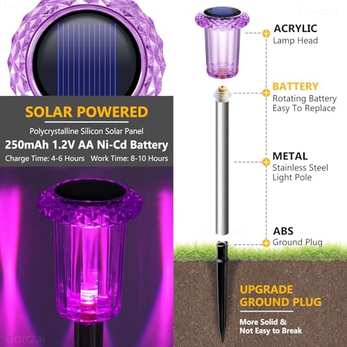 Halloween Solar Pathway Lights 10 Pack - Purple Outdoor LED Ghostly Decor