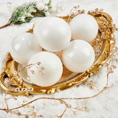 Emopeak 16-Pack White Christmas Balls Ornaments 3.15 Inch - Holiday Tree Decor