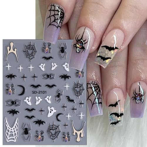 Halloween Nail Stickers Set - Ghost, Spider, Bat Web Decals for Nail Art