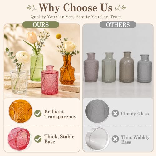 Multicoloured 24pcs Glass Bud Vases Set - Assorted Shapes & Gradient Colors