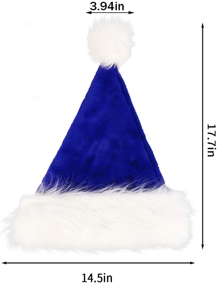 Adult Blue Plush Santa Hat - Velvet Christmas Hat for Holiday & Party Decor