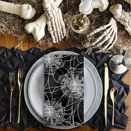 Halloween Paper Napkins 50 Pack Black Cobweb Decorative Disposable Tableware
