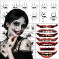Halloween Face Tattoo Set with Spider & Monster Designs - 25 Sheets