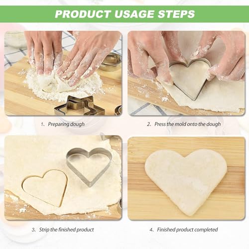 12 Pcs Stainless Steel Cookie Cutter Set with 4 Shapes & Multiple Sizes
