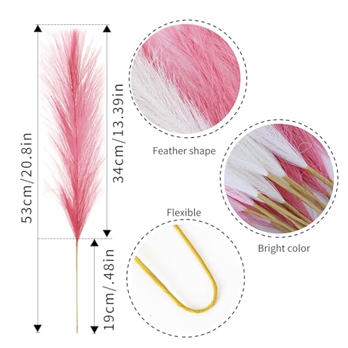 Artificial Pampas Grass Set - Blush Pink White, 30 pcs, 21.6" Faux Flower Decor