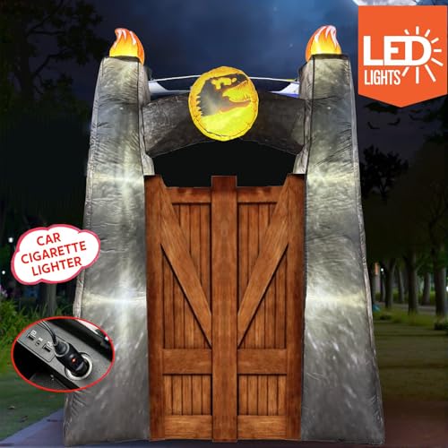 Halloween Inflatable Dinosaur Car Decoration Kit with LED Arch for Trunk & Garage