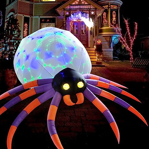 8FT Halloween Inflatable Spider with Magic LED Lights - Yard Decor, Blow Up Lawn Decoration - Variation: Spider-A