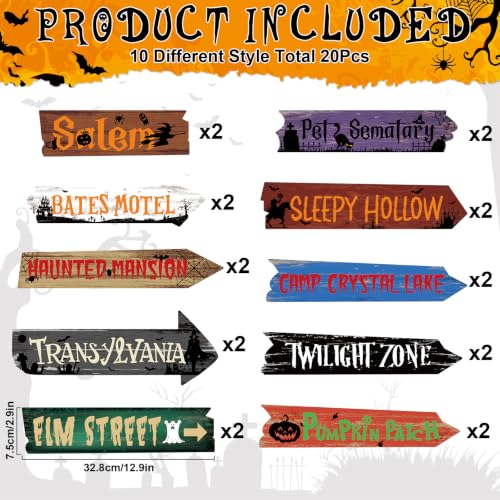 Halloween Party Directional Signs Set - 20PCS Spooky Yard & Wall Decor | Rustic BCUS-Halloween.Signs-Rustic