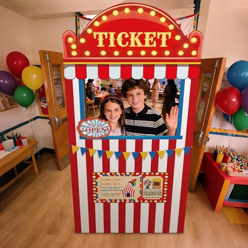 5.6Ft Carnival Ticket Booth Photo Prop Standup - Halloween Decorations