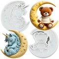 Unicorns & Bear Moon Silicone Mold Set for Cake Decorating - Style H