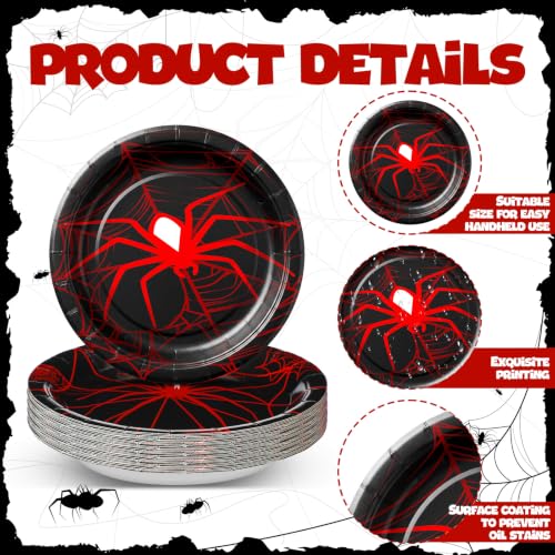 Classic Style 60 Pack 7-Inch Spider Web Paper Plates - Disposable Halloween Party Dinnerware