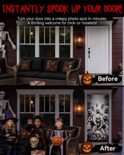Halloween Door Cover Decor Ghost Skull Variation - Outdoor Haunted House Backdrop Sign
