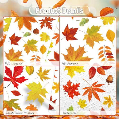Fall Leaves Window Clings - 6 Sheets 60 Pieces Autumn Decor with Maple & Acorn Patterns