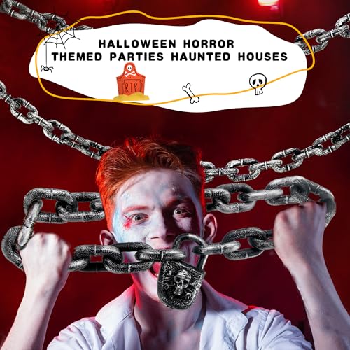 Halloween Fake Prison Chain Links with Lock 2-Pack – Plastic Costume Prop & Decoration