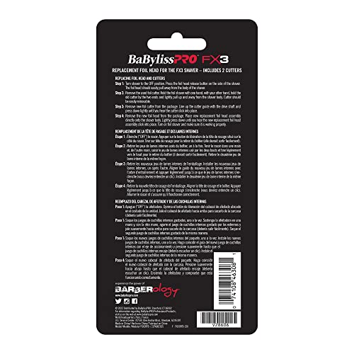 BaBylissPRO Barberology Professional FXX3RFB FX3 Black Replacement Double Foil Shaver Head with 2 Cutters