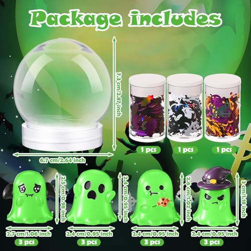 Halloween Snow Globe Kit - Purple Glow-in-the-Dark Ghosts, 12 Sets DIY Halloween Decor