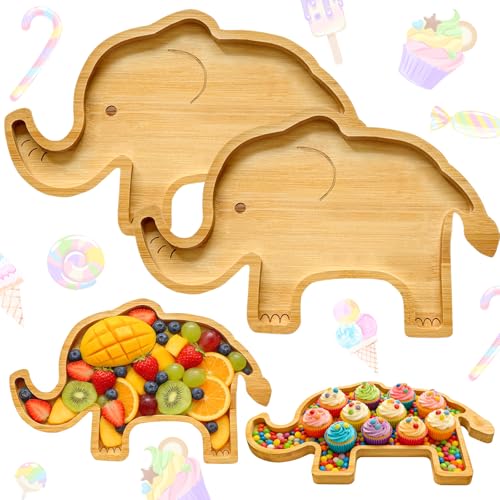 Elephant Baby Shower Charcuterie Boards Set of 2 - Wooden Serving Trays