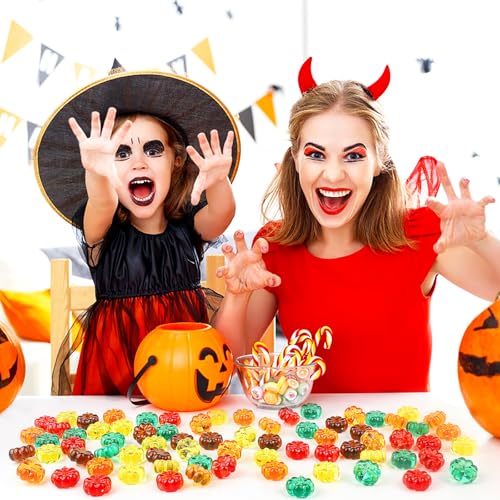 80 Pcs Mini Acrylic Pumpkin Decorations Fall Halloween Vase Fillers - Autumn Decor