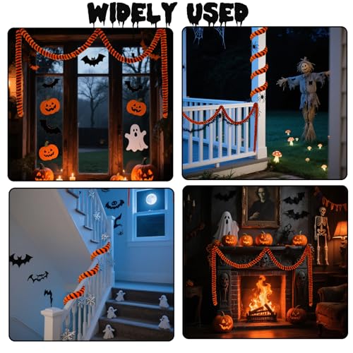 26FT Black & Orange Plush Sandworm Tree Garland - Halloween & Christmas Decor