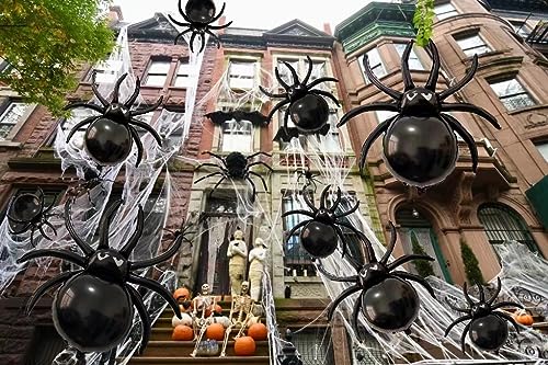 Halloween Spider Balloons Set - 33in & 17.2in Foil Spiders for Party Decor