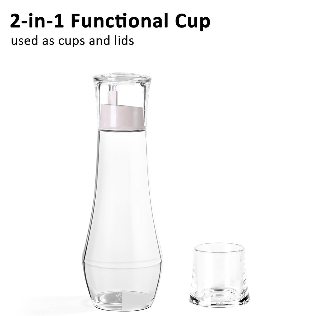ZOBONETI Mouthwash Dispenser For Bathroom, Glass Mouth Wash Dispensers With Cup, Mouthwash Container Bottle Holder For Adults/Kid, 8.8 OZ, Set Of 2