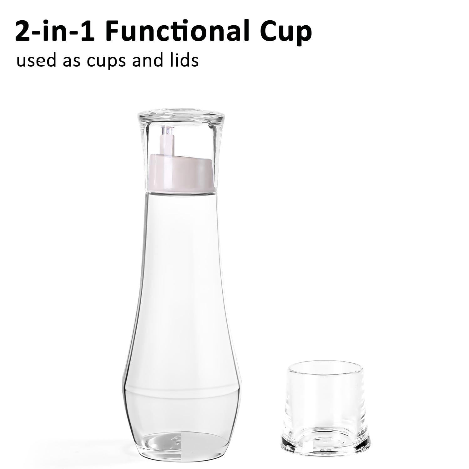 ZOBONETI Mouthwash Dispenser For Bathroom, Glass Mouth Wash Dispensers With Cup, Mouthwash Container Bottle Holder For Adults/Kid, 8.8 OZ, Set Of 2