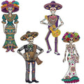 Day of the Dead Paper Skeletons - Posable 48-Inch Halloween & Fiesta Decorations - Set of 4