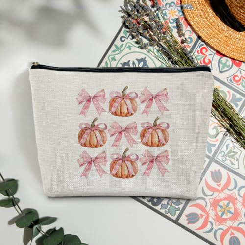 Gothic Pumpkin Makeup Bag for Women - Fall Halloween Gift, 13x7.8 in