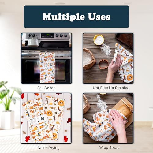 Harvest Hounds Dog Kitchen Towels - Fall & Thanksgiving Dish Towels Set, 2-Pack