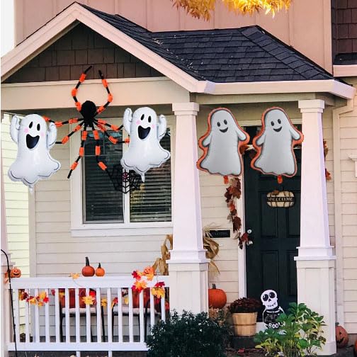 Halloween Ghost Balloons Kit - White Ghost Shape Foil Balloons for Party Decor - 6PCS