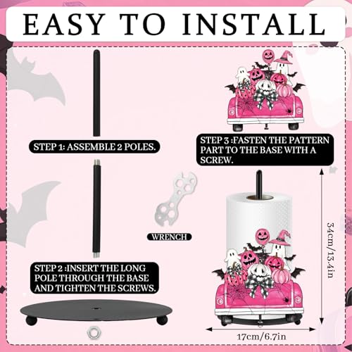 Pink Halloween Paper Towel Holder Pumpkin Ghost Truck Decor - Kitchen Countertop Accessory