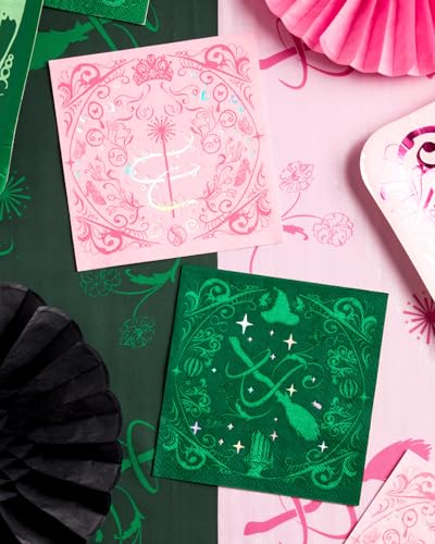 Pink and Green Witch Paper Napkins 5x5 Inch 24 Pack - Magical Party Decor