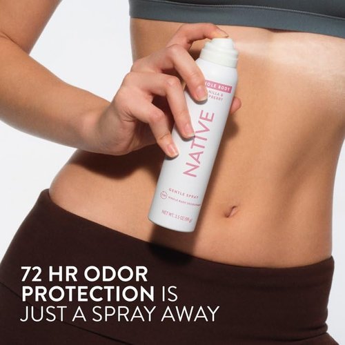 Native Whole Body Deodorant Spray - 72 Hour Aluminum-Free Formula, Vanilla & Raspberry, 3.5oz