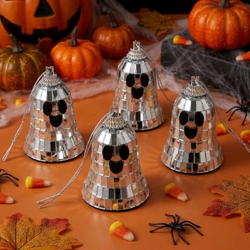 Halloween Disco Ghosts Decor - 16 Reflective Mirror Ornaments for Party & Home