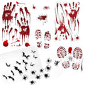 Halloween Window Stickers - Spooky Handprint Bat Spider Cling Set - Reusable Decor
