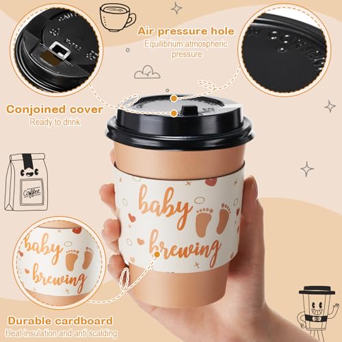 Baby Shower Coffee Cups Set with Lids & Sleeves - 25 Cute Style 12oz