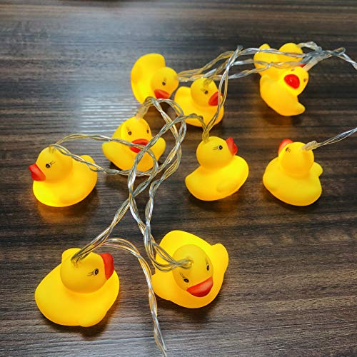 USB Operated LED Duck String Lights - 1.65M, Yellow Ducks for Bedroom & Party Decor - 10 LEDs