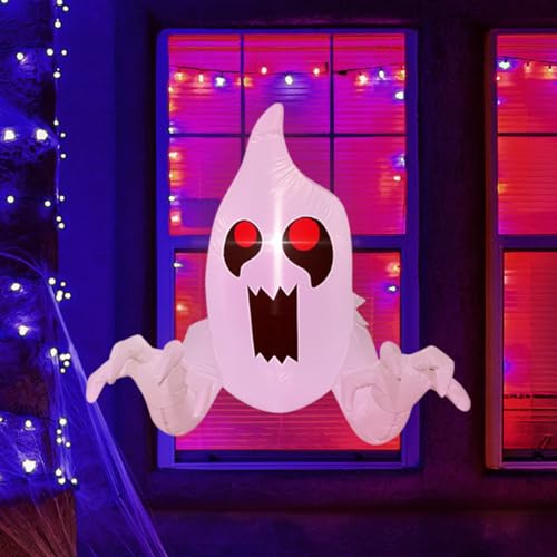 3 FT Inflatable Ghost Window Decoration with Lights - Indoor Outdoor Halloween Halloween Inflatable