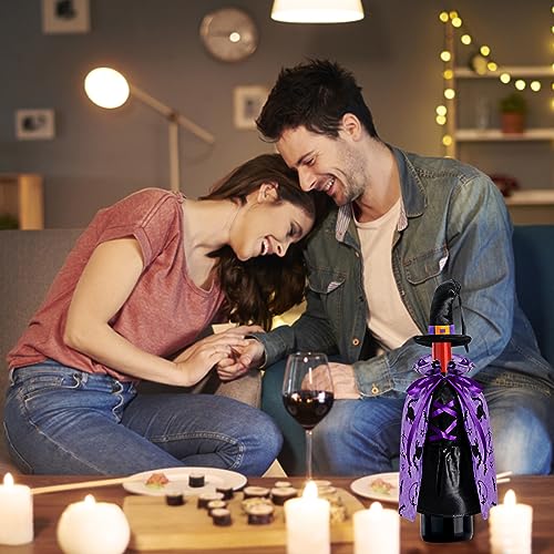 Modern Witch Halloween Wine Bottle Cover 2PCS - Spooky Party Table Decor
