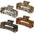 Leopard Print Hair Clips Set - 4 Pcs 4.1 Inch Claw Hair Accessories with Vintage & Modern Style