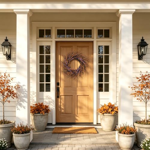24-Inch Halloween Wreath Black Orange Purple Front Door Decor - Handmade, Reusable Seasonal Decoration