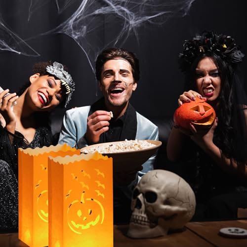 Halloween Christmas Luminary Candle Bags - Pumpkin, 24 Pack