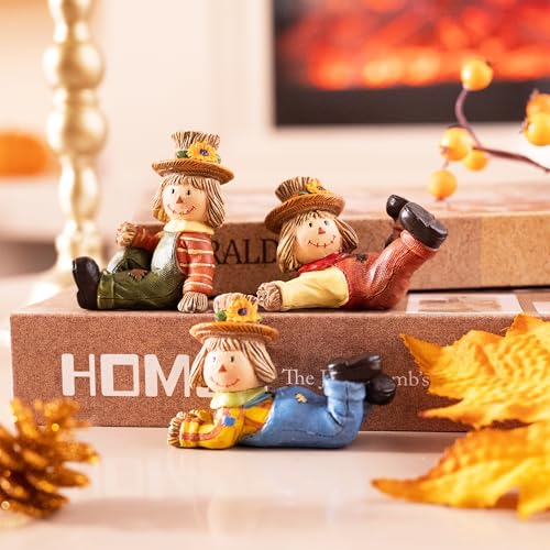 Medium Valery Madelyn Fall Scarecrow Decorations Set - 3 Pcs Harvest Figurines for Home & Garden