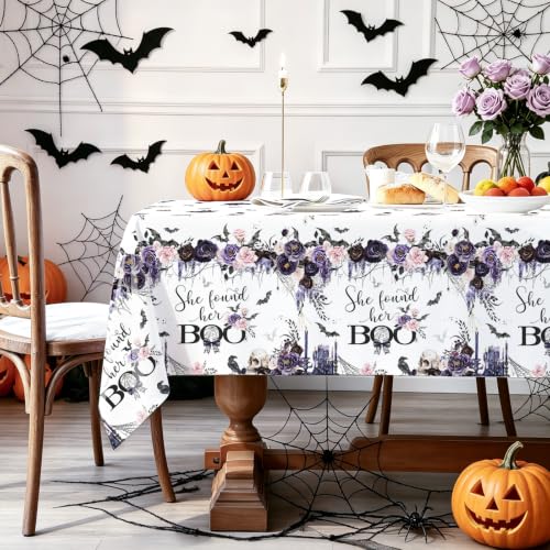 Halloween Bridal Shower Tablecloth 3 Pack - She Found Her Boo Gothic Decor